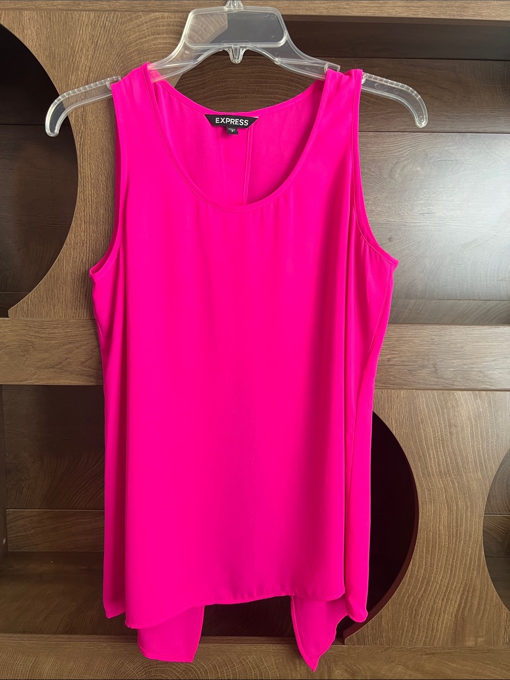 Express Hot Pink Sleeveless Scoop Neck Tank with Peekaboo Back Slit